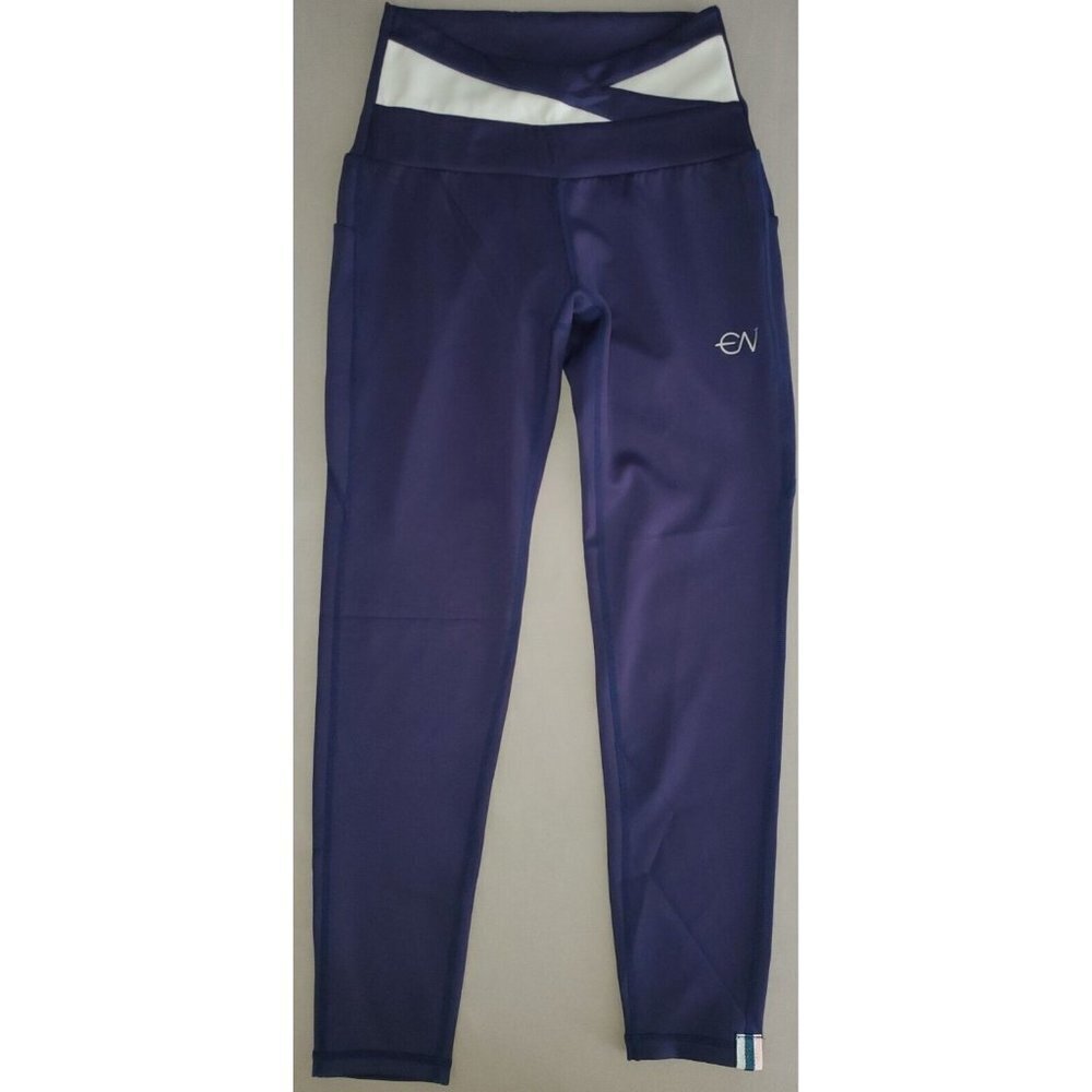 Enavant Cross Band Mid Rise Activewear Crop Leggings Size S Side Pockets